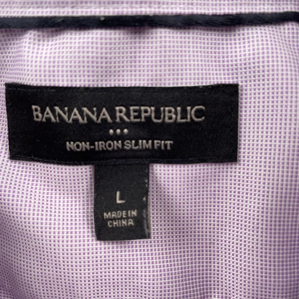 Banana Republic Shirt Mens Large Purple Non-Iron Slim Fit Long Sleeve Button Up